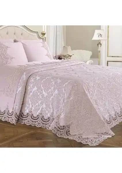 Melissa Fransız Güpürlü 3 Parça Çift Kişilik Yatak Örtüsü Şıklık ve Fonksiyonellik Sunar