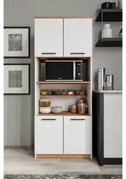 Merlin Mobilya Belek Serisi 4 Kapaklı 6 Raflı Erzak Dolabı Modern ve Dayanıklı Tasarım