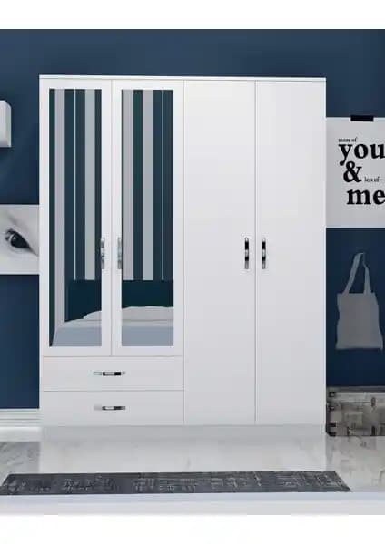 Metalia Gm 071 Novado 4 Kapılı Aynalı Gardrop Dolap Modern ve Şık Tasarım Özellikleri