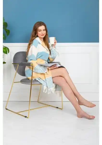 Metis Pamuk Peştamal Bornoz Dawn Sarı ve Mavi Renk Seçenekleriyle Kaliteli ve Şık