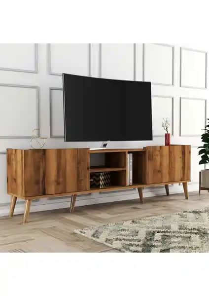 Mezza Lotus Ahşap Ayaklı TV Ünitesi 1340 Modern Tasarım ve Dayanıklılık Özellikleri