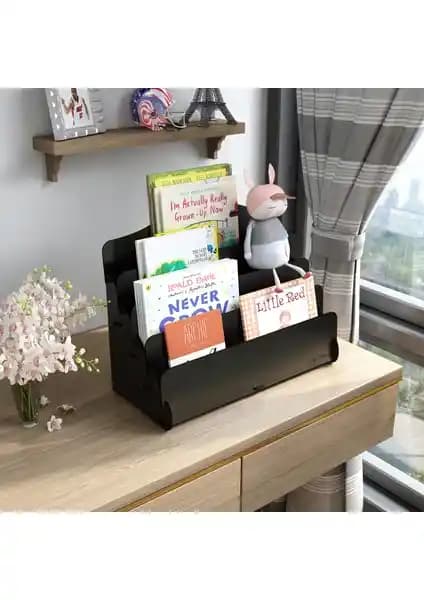 Mingitav Mini Lucky 4 Raflı Ahşap Masaüstü Kitaplık Çocuklar ve Ebeveynler İçin Pratik Çözüm