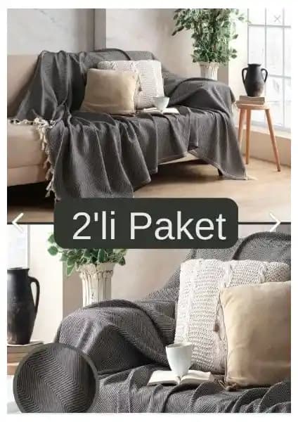 Miracolo Home Sık Dokuma Pamuklu Dekoratif Koltuk Örtüsü Seti 170x230 cm Şık Tasarım