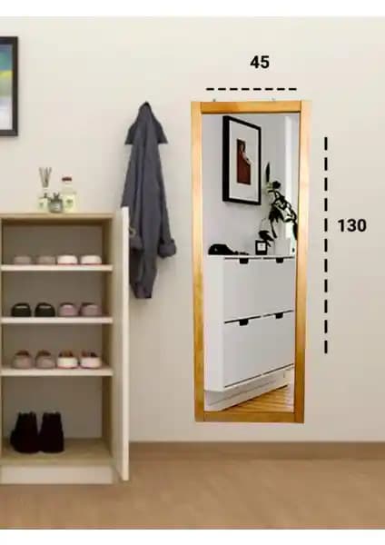 Mirrorss Tütün Renk Ahşap Çerçeveli Duvar Aynası Modern ve Şık Tasarım