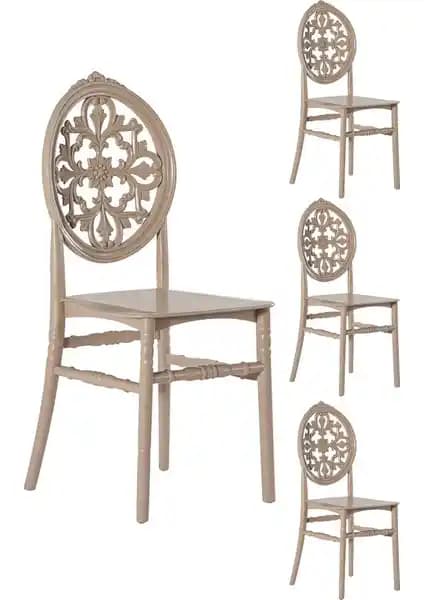 Mobetto Venüs Cappucino Sandalye Seti Dış Mekan ve İç Mekan Kullanımı İçin Uygun