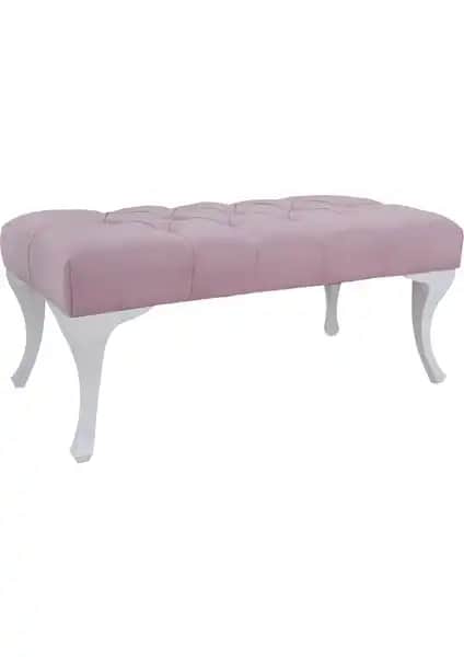 Mobil Deco Kapitoneli Puf Bench Pembe Modern Tasarım Dayanıklı Kumaş