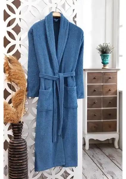 MODELHOME Pamuklu Bukle Şalyaka Lacivert Bornoz: Konfor ve Şıklık Sunan Günlük Kullanım İçin Ideal