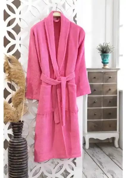 MODELHOME Pamuklu Bukle Şalyaka Pembe Renkli Bornoz: Şıklık ve Konforun Bir Arada Olduğu Ev Bornozu