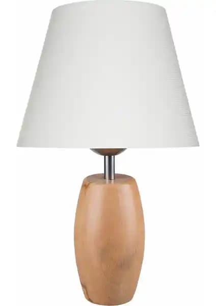 Modelight Kayın Ayaklı Beyaz Şapka Abajur Modern ve Klasik Tasarımın Buluşması