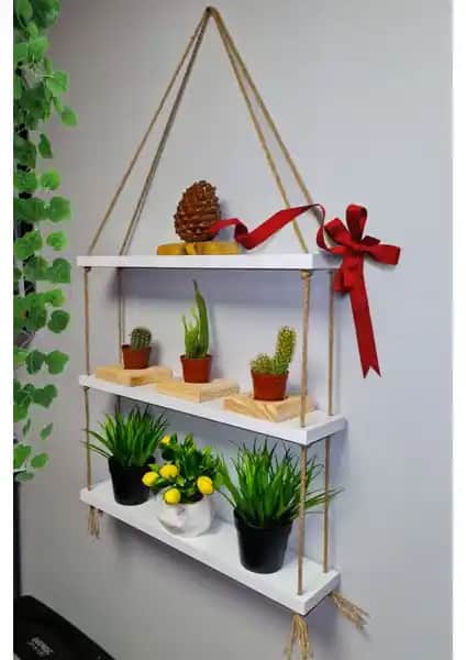 Modern Beyaz 3 Katlı MDF Duvar Rafı Estetik ve İşlevsel Tasarım