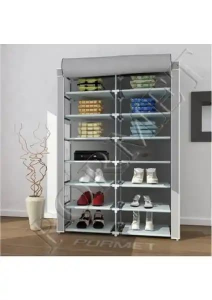 Modern Çok Amaçlı Bez Dolap Beyaz Pazar Ayakkabılık Geniş Raf ve Şık Tasarım