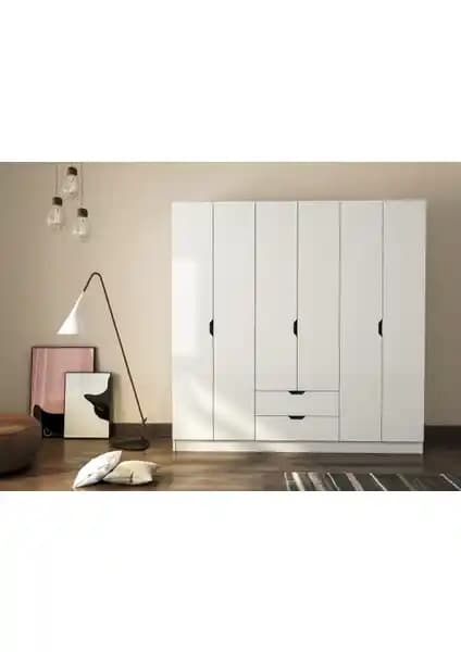 Modern Stil 6 Kapaklı ve 2 Çekmeceli Gardırop ile Fonksiyonellik ve Şıklık Bir Arada