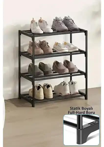 Modern ve Dayanıklı Metal 4 Katlı Ayakkabılık Dar Alanlar İçin Uygun Depolama Çözümü