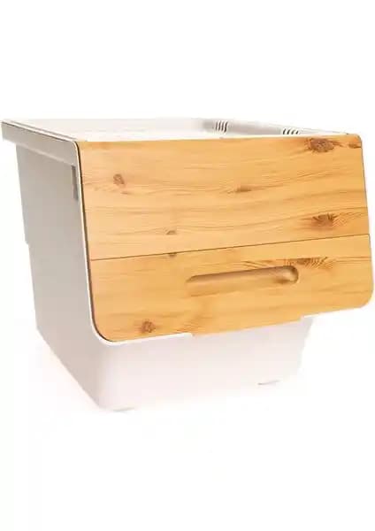 Motek Bambu Çok Amaçlı Tekerlekli Organizer Bebek Odası Depolama Çözümü