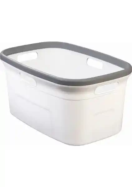 Motek Çamaşır Sepeti Gri Beyaz Modern Tasarım ve Kullanım Kolaylığıyla Evlerin Vazgeçilmezi