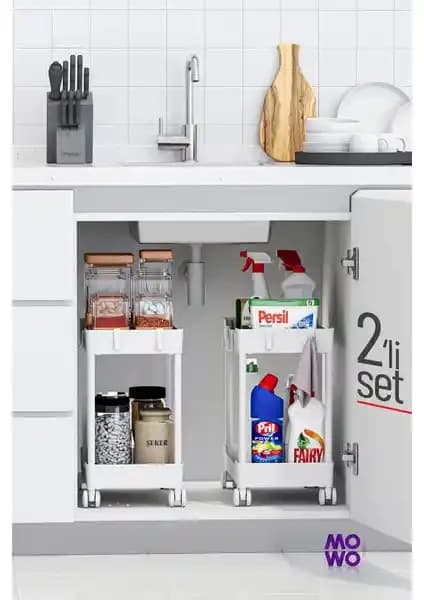 Mowo 2 Katlı Tekerlekli Düzenleyici: Çok Amaçlı ve Dayanıklı Depolama Çözümü