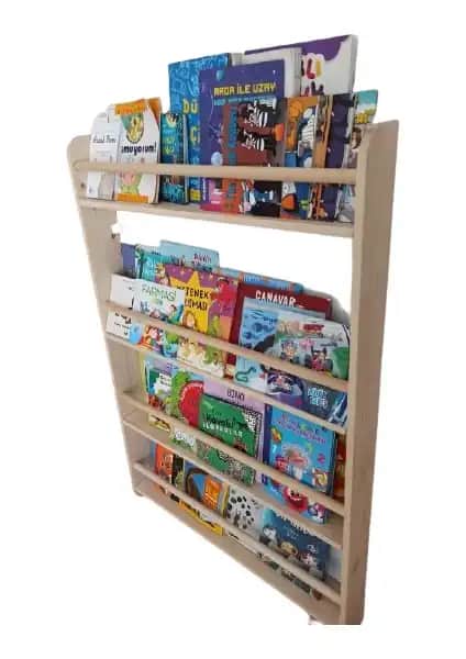 Mrt Ahşap Montessori Kitaplık Geniş Model: Güvenli ve Estetik Çocuk Kitaplığı