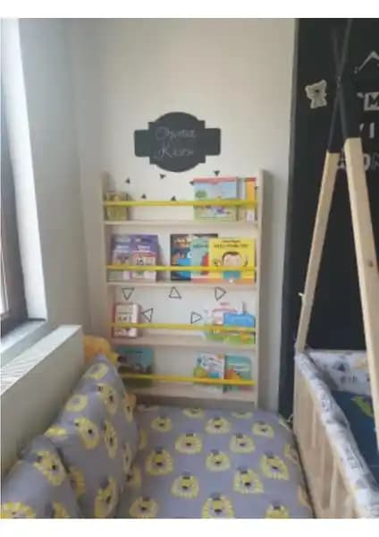 Mrt Ahşap Montessori Kitaplık Geniş Model Sağlıklı ve Güvenli Çocuk Odası Depolama Ünitesi