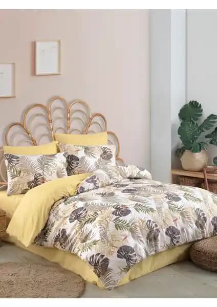 My Story Monstera Serisi Çift Kişilik Lastikli Çarşaflı Nevresim Takımı