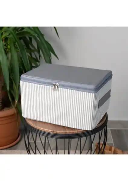 Nacarev Küçük Boy Çizgi Desen Baskılı Antrasit Baza Altı Organizeri