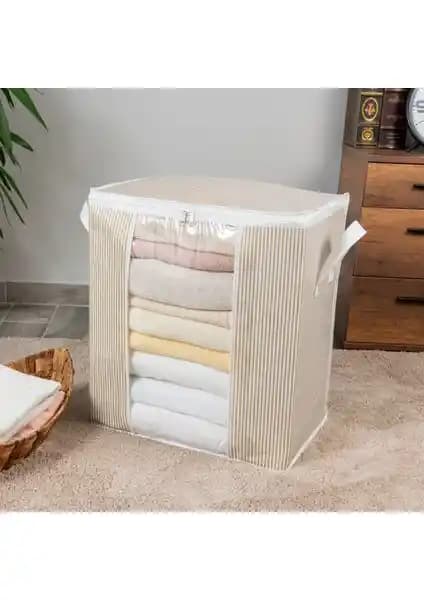 Nacarev Pencereli Çizgi Desen Baskılı Yastık Pike Battaniye Düzenleyici Hurç