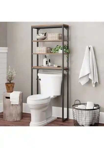 Noowa Wc Arkası Klozet Rafı Ceviz: Modern ve Fonksiyonel Banyo Dekorasyonu İçin Uygun Çözüm