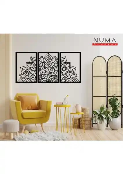 Numa Concept Lotus Çiçeği 3'lü Tablo Seti Modern ve Dayanıklı Duvar Dekoru Seçeneği