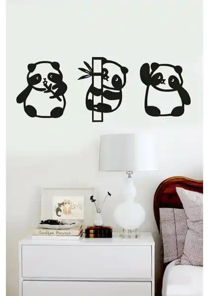 Numa Concept Panda 3'lü Siyah Ahşap Duvar Dekoru Modern İç Mekanlara Şıklık Katar