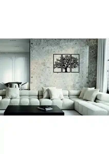 Numa Concept Siyah Çınar Ağacı Ahşap Tablo Seti Modern ve Şık Dekorasyon İçin Uygun