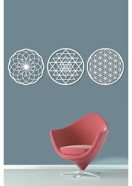 Numa Concept Yaşam Çiçeği 3'lü MDF Duvar Dekoru Estetik ve Spiritüel Denge Sağlar