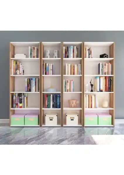 Nur Mobilya 4'lü Arkalıklı Kitaplık - Modern, Dayanıklı ve Kolay Montajlı Tasarım