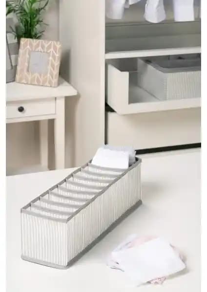 Ocean Home Textile 10 Bölmeli Gri Çizgili Dolap Çekmece İçi Organizeri Detaylı İnceleme