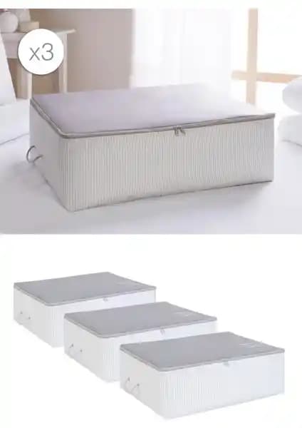 Ocean Home Textile 3 Büyük Boy Hurç Seti Gri Ev Düzeni ve Saklama Çözümü