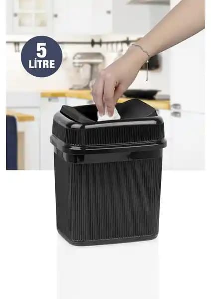 Okyanus Home Siyah 5 Lt Fitilli Çöp Kovası: Modern ve Dayanıklı Tasarım Özellikleri