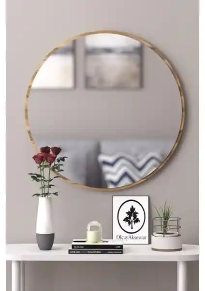 Olcay Aksesuar Ceviz Dekoratif Aynası: Zarif ve Dayanıklı Yuvarlak Tasarım