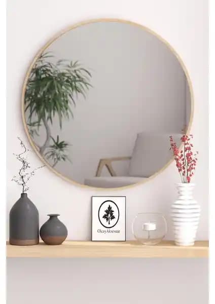 Olcay Aksesuar Sonomo Dekoratif 58cm Yuvarlak Ayna Günlük ve Modern Mekânlar İçin