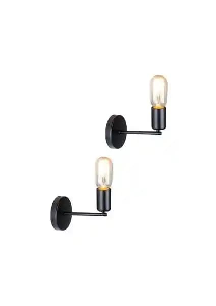 Ömür Avize Pasifik Modern Retro Rustik Siyah Aplik 2'li - Şık ve Fonksiyonel Duvar Aydınlatması