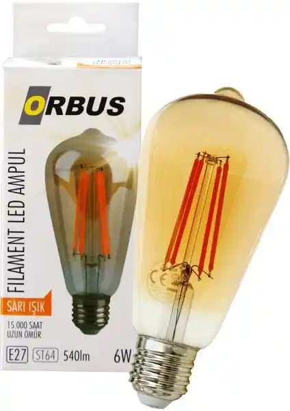Orbus Dekoratif Ampul ST64 Amber 6W ile Estetik ve Fonksiyonellik Bir Arada