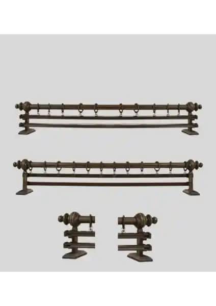 Orlenda Ahşap Başlıklı Alüminyum Boru Rustik Perde Askısı: Dayanıklı ve Estetik Çözüm