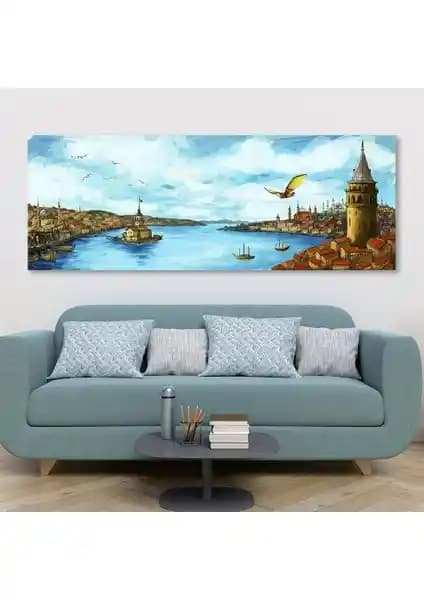 Osmanlı ve İstanbul Tarihini Yansıtan Hezarfen Ahmed Celebi Panoramik Kanvas Tablo