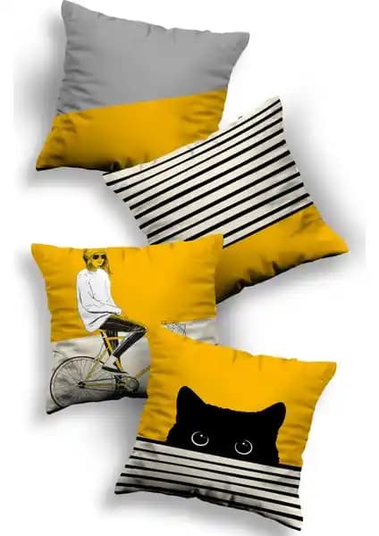 Ottoson 4'lü Özel Tasarım Dekoratif Kırlent Kılıfı Modern ve Şık Ev Dekorasyonu İçin