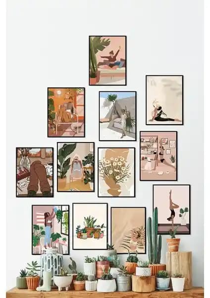 Özcanlar Çerçevesiz Pilates ve Yoga Tablo Seti Modern ve Şık İç Mekan Dekorasyonu İçin