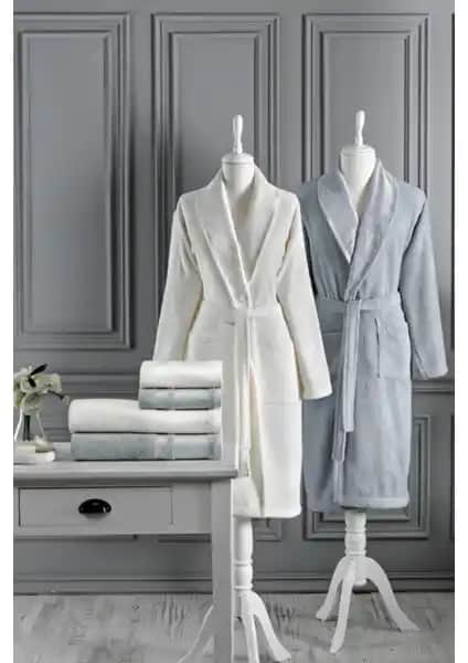 Özdilek Dory Aile Bornoz Seti Krem ve Gri Renk Seçenekleri ile Konfor ve Şıklık Sunar