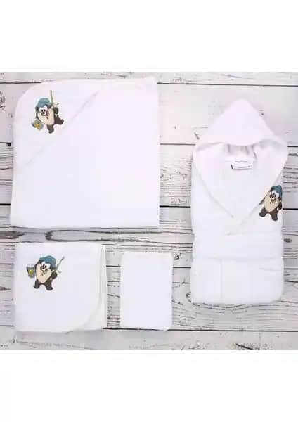 Özdilek Lisans Nakışlı Bambu Bebek Seti Tazmania Beyaz - Doğal ve Şık Bebek Bakım Ürünü