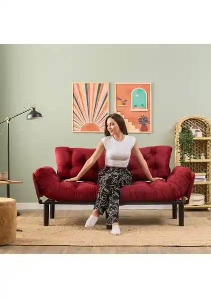 Pafu Nitta Üçlü Yataklı Koltuk Bordo Modern Tasarım ve Fonksiyonellik