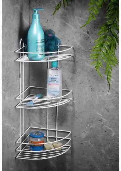 Paslanmaz Çelik Çok Katlı Duş Rafı Beyaz Modern Banyo Düzeni İçin Ideal Çözüm