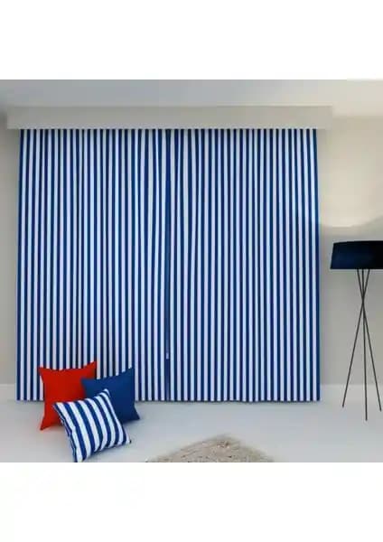 Perhal Mavi Beyaz Çizgili Balkon Perdesi: Estetik ve Dayanıklı Gölgeleme Çözümü