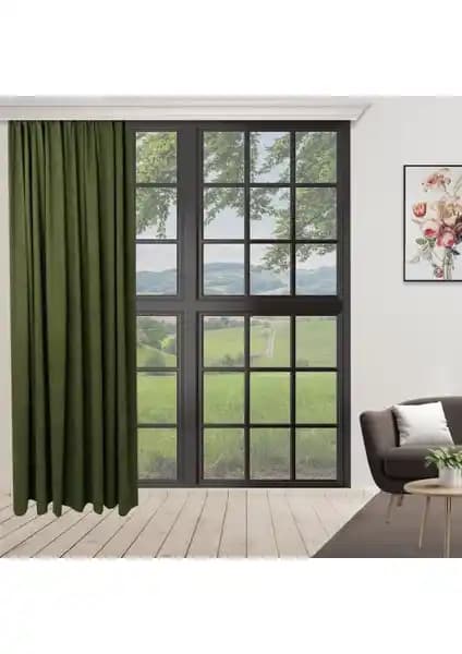 Perhal Yeşil Tek Kanat Fon Perde Modern ve Şık Tasarımıyla Dekorasyonunuza Uyum Sağlar