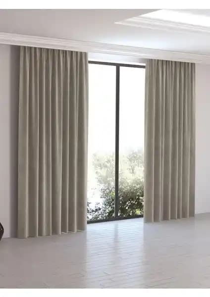 Perle Home Daily Series Taş Rengi Ada Fon Perde Modern ve Şık Ev Dekorasyonu İçin Uygun