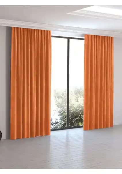 Perle Home Daily Serisi Mandalina Rengi Ada Fon Perde Modern ve Şık Dekorasyon İçin Uygun